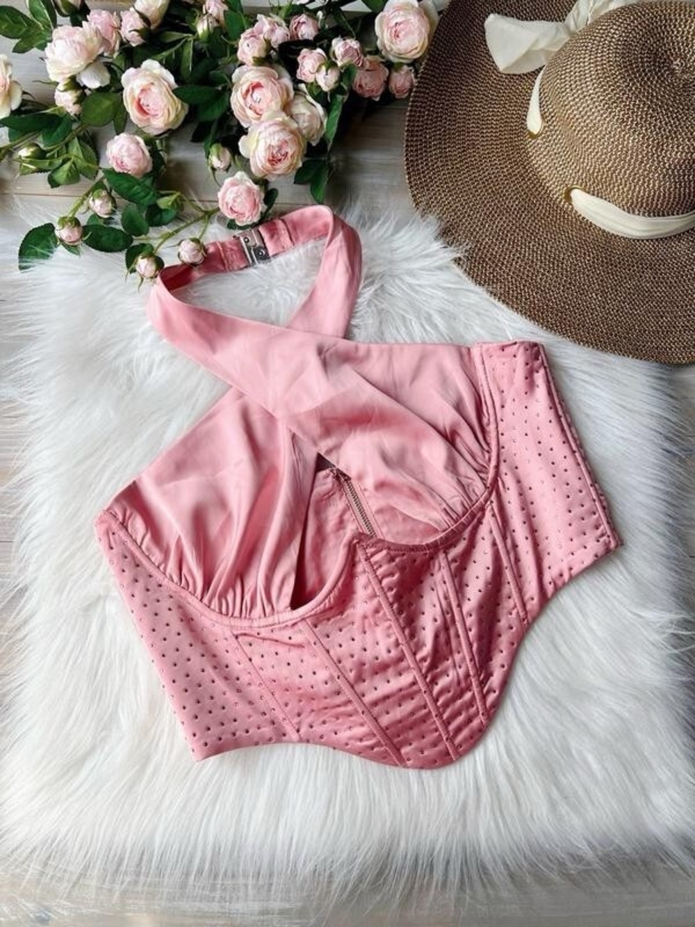Oh Polly Pink Halter Crop Top